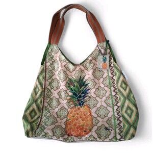 New Paul Brent Oversized Everything Shoulder Tote Bag Pineapples Beachy Coastal